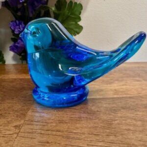 Leo Ward‎ Bluebird of Happiness Signed 1992 Art Glass Figurine Cobalt Blue Bird